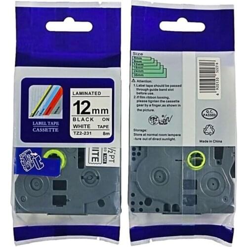 Good quality Black on White Label Tape Compatible for Brother TZ 231 TZe 231 P-Touch Label Printer Factory supply