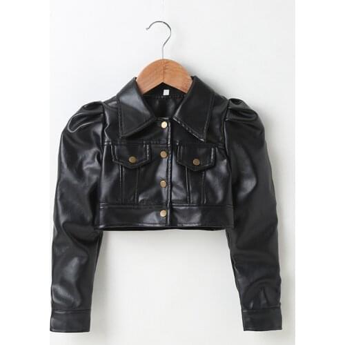 2021 girls PU jacket childrens fashion machine girls leather coat girls coat foreign style your girls coat 0-6 years old ch