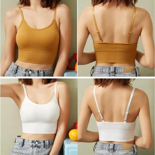 LONKKO Women Tank Crop Top Seamless Underwear Female Crop Tops Sexy Lingerie Intimates With Removable Padded Camisole Fashion