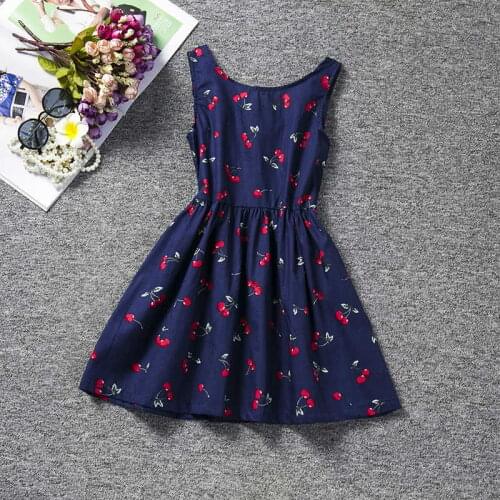 Berry Print Summer Dress for Girls Children Girls Special Cherry A-line Kids Dresses for Girls 2 3 4 5 6 Years Girls Clothing