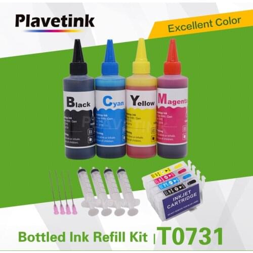 Plavetink T0731 T0731N 4 Color Dye Ink Refill Kits + 73N 73 Refill Cartridge For Epson Stylus CX4900 CX5500 CX5501 Printer Ink