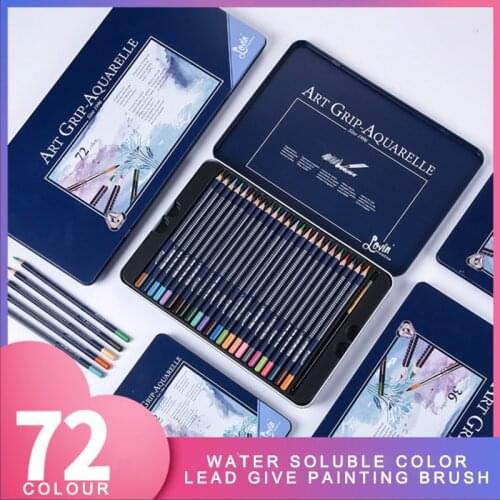 Water soluble color pencils set 12/24/36/48/72 colors thick triangle log painting children cartoon drawing pencil Art supplies