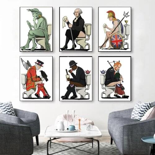 Funny Famous figure Toilet Wall Art Canvas Painting Nordic Posters And Prints Wall Pictures For Living Room bathroom home Decor