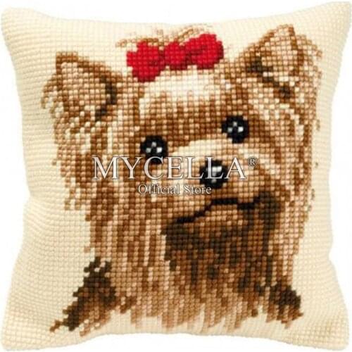 DIY Latch Hook Dogs Cushion Pillowcase Canvas Crocheting Foamiran Carpet Embroidery Carpet Latch Hook Kit Knitted Knot Pillow