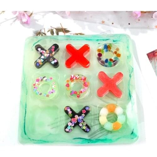 2021 New Tic Tac Toe Molds for Resin Casting Small O X Board Game Silicone Mold DIY Craft 2020 trend