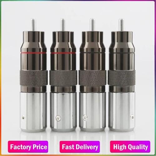 New 4pcs Hi-End HiFi Rhodium plated unsolder RCA terminal HIFI DIY Brass Plating Rhodium Audio Video Connectors TV Tuner RCA