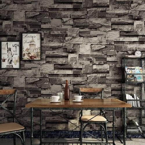 Chinese Imitation Marble Stone Wallpaper Culture Stone Retro Brick Wallpaper 3D Stereo Wall Papers Home Decor Modern Wallpaper