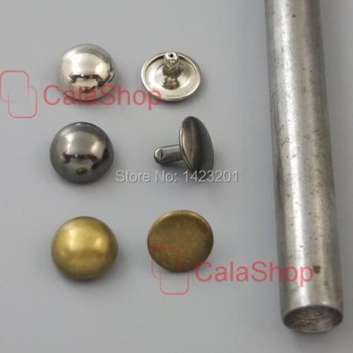 One Tool + 100 sets 12mm 1/2" Double Mushroom Domed Rivet Cap Stud Rapid Leather craft for Bags