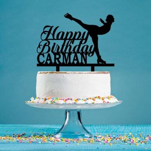 Personalized Womens Birthday Cake Topper Custom Name Ice Skating Happy Birthday Cake Topper For Birthday Party Decor YC087