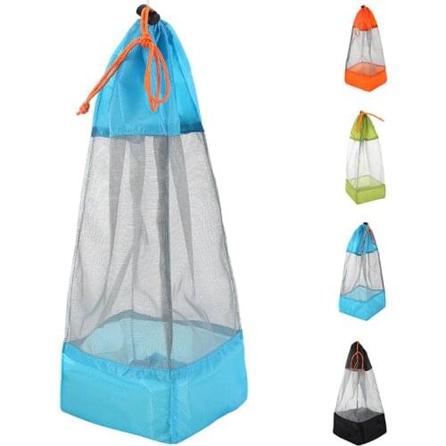 Portable Outdoor Picnic Bags Polyester Stuff Sack Lightweight Nylon Mesh Drawstring Storage Bag for Travelling Hiking Camping