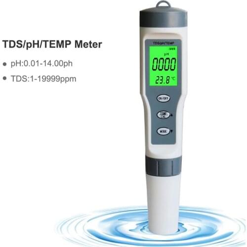 Professional Digital Water Tester 3 in 1 Test Tds/Ph/Temp Water Quality Monitor Tester Kit for Pools Drinking Water