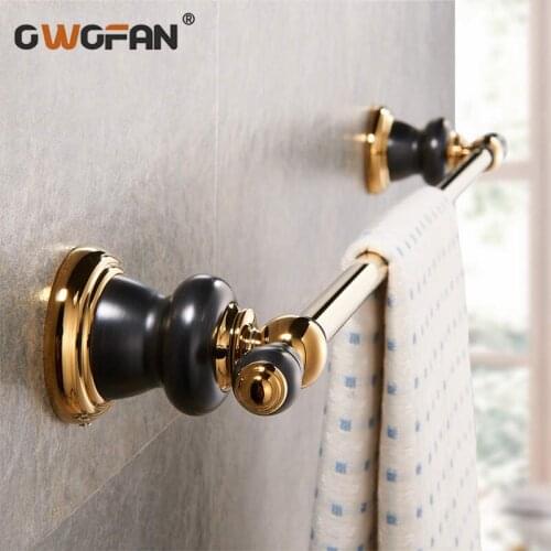 Retro Brass Single Towel Bars Bathroom Antique Accessories Copper Towel Rack Home Decoration Ceramics Towel Rail XL-66824