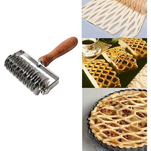 Stainless Steel Pizza Cutter Kitchen Gadgets Pasta Roller Wooden Handle Round Knife Steel Cutter Slicer Blades Pastry Tools