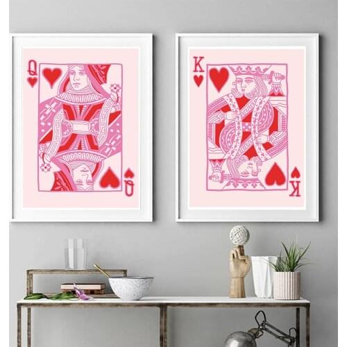 Pink Poker Playing Cards Canvas Painting Posters and Prints Wall Art Bar Pub Decoration Pictures For Home Design Bedroom Decor
