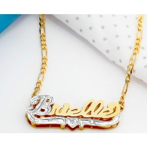 S925 Sterling Silver Name Necklace Double Layer Personalized Customized Nameplate Necklace Two Color Pendant Accessories Gift