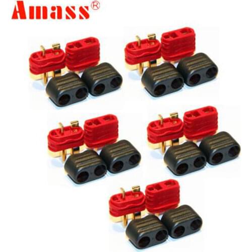 5 pairs/lot Amass T plug, New Slip sheathed T plug Deans connector 40A high current for Multi-axis Fixed-wing Model Aircraft