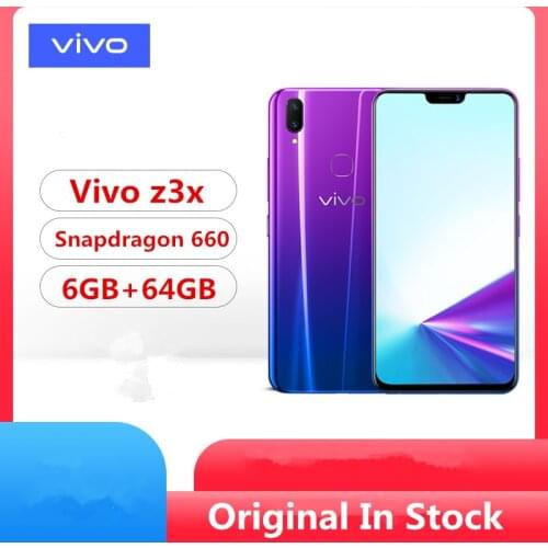 DHL Fast Delivery Vivo Z3X Cell Phone Snapdragon 660 Android 9.0 6.26" IPS 2280X1080 6GB RAM 64GB ROM 16.0MP+13.0MP Fingerprint