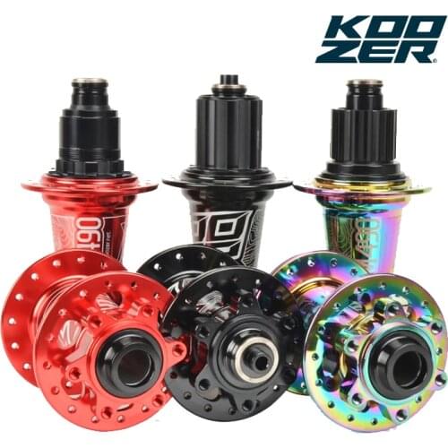 KOOZER XM490 CNC Aluminum Hub Set 2/4 Bearings MTB 28/32/36 Holes Black QR/Thru Version Pair