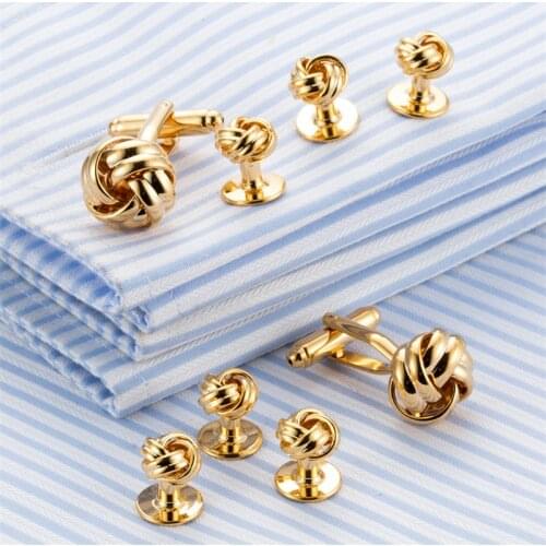 8 PCS/SET Twist Cufflinks for Mens Tuxedo Buckle Shirt Stud Button Knots Gold Cuff Links Brand Jewelry Gifts Z436