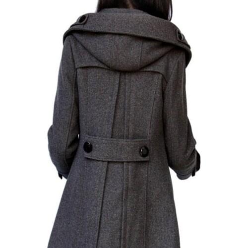 Womens Autumn Wool Jackets Long Elegant Female Winter Jacket Plus Size Overcoat Lady Outerwear Long Sleeve Coats LWL483