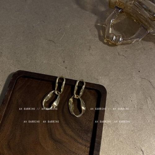 2021 New Trendy Gold Plated Irregular Circle Drop Earrings Korean Temperament High Quality Earring for Women Simple Jewelry