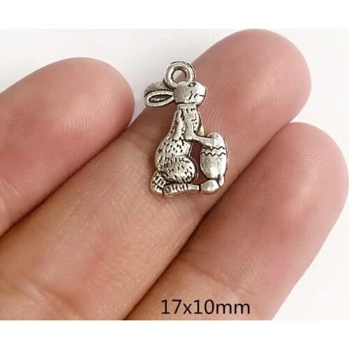 10pcs 17x10mm Rabbit Radish Charms Antique Silver Color Pendants Accessories DIY Handmade Jewelry Making Crafts