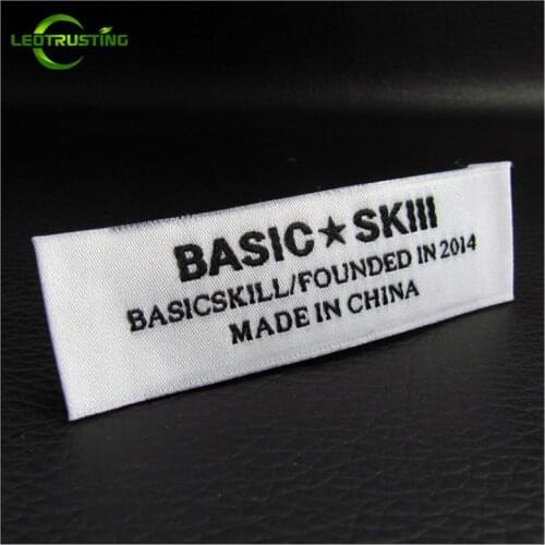 1000pcs Customizd Personal Brand Woven Clothing Labels with Cut and Fold Custom Damask Women Wedding Dress/Hair Wigs Labels
