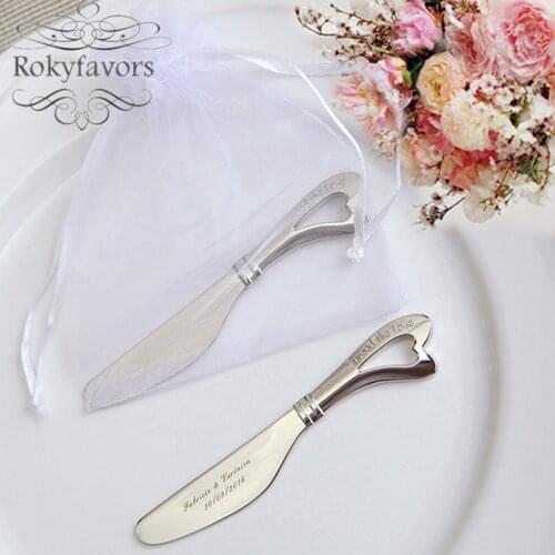 12PCS Customized Hollow Out Heart Butter Spreader Favors Wedding Keepsake Party Event Gifts Bridal Shower Monther Days Favors