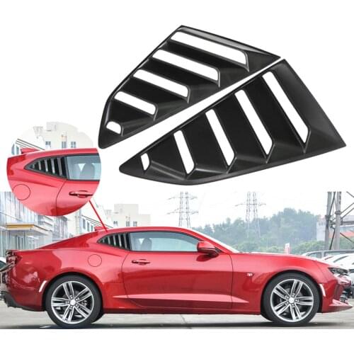 2Pieces 1/4 Bright Black Side Window Louvers Scoop Cover Vent For Chevrolet Camaro 16-18