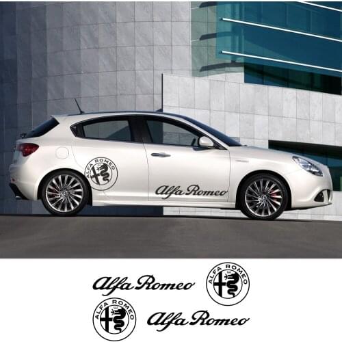 2Pcs Car Side Door Sticker For Alfa Romeo 159 147 Giulietta Stelvio 4C MITO 156 Giulia Sportiva Auto DIY Accessories Vinyl Decal