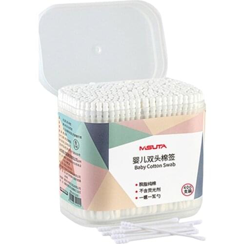 400 Pcs Fine Paper Stick Double Screw Cotton Swab Baby Safety Cotton Buds Baby Clean Ears Health Tampons