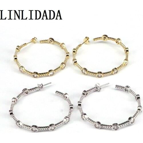 5 Pairs, Fashion Crystal Zirconia Earrings for Women Wedding Jewelry CZ Circle Gold Color Earring