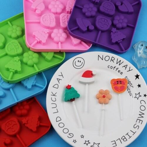 8 Even Christmas Series Tree Hat Silica Gel Lollipop Mold with 20 Rod XG903