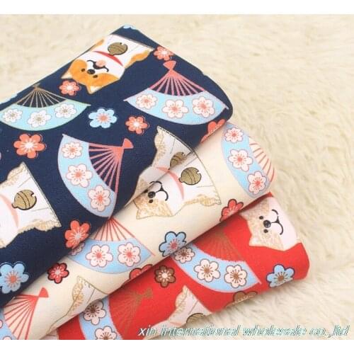 The Shiba and fan african fabric Gold stamping fabric Handmade DIY patchwork Patchwork bag fabrics