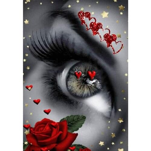 Eyes red rose love heart DIY Diamond mosaic Cross Stitch Kits 5D Square Round Drill diamond painting Embroidery decor