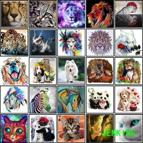5D DIY diamond painting animal cat tiger dog embroidery mosaic stickers home decoration handmade wall stickers Christmas gifts