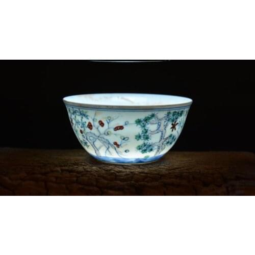 Antique MingDynasty(Chenghua)porcelain cup,Pine & Bamboo & Plum,Hand-painted crafts,Collection&Adornment,Free shipping