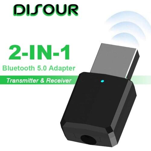 DISOUR Bluetooth 5.0 Audio Receiver Transmitter 2 In 1 Wireless Bluetooth Adapter 3.5mm AUX Stereo Bluetooth Transmitter For TV