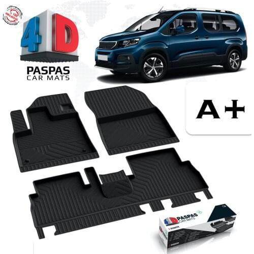 FOR PEUGEOT RIFTER BRAND CAR RUBBER MAT BLACK COLOR SLIP-RESISTANT OUTSOLE CUSTOM PRODUCTION INDOOR ACCESSORIES TRIM 2019 2020 2021 MODEL