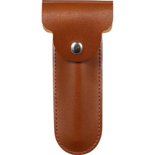 HAWARD Travel Razor Pouches Double Edge Safety Razor PU Leather Brown Bag 1 Pc Shaving Razor Case