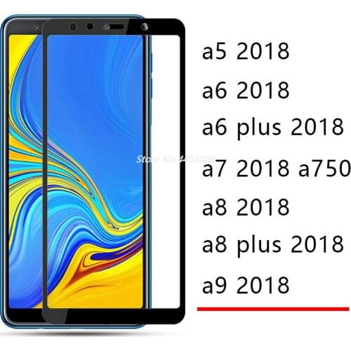 Case On The For Samsung A5 A6 A7 A8 Plus A9 2018 Cover Full Glue Tempered Glass Galaxy A 5 6 7 8 9 Phone Screen Protector Safety