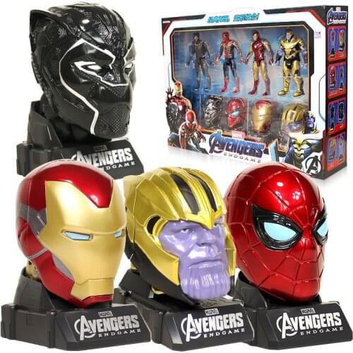 Marvel Avengers Deformation Model Decoration Mech Assembly Childrens Set Toy Head Sculpture Spider Man Iron Man Figure