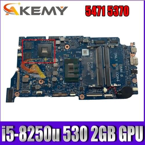 For DELL VOSTRO INSPIRON 13 5471 5370 Laptop motherboard With i5-8250u Radeon 530 2GB GPU DDR4 ARMANI13 MAINBOARD 100% Test OK