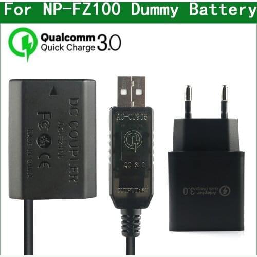 NP-FZ100 NP FZ100 NPFZ100 Dummy Battery AC-FZ100 DC Coupler for Sony a6600 a7C A7M3 A7RM3 A7RM4 A7SM3 a9 A9M2 ILCE-7SM3 ILCE-9
