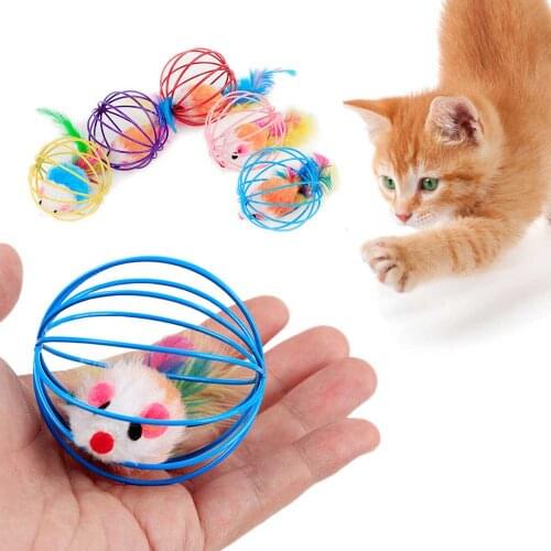 Kat Interactieve Toy Scratch Bal Gesimuleerde Muis Rat Muizen Kooi Plastic Cat Toy House Mice & Animal Toys Colorful Random