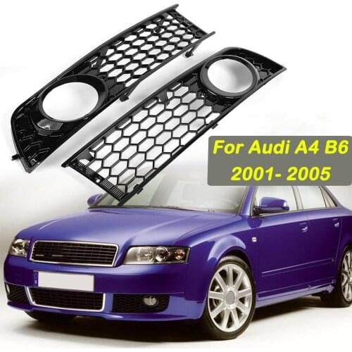 2 PCS Front Lower Side Fog Light Grille Grill Bumper for Audi A4 B6 Sedan Model 2001 2002 2003 2004 2005