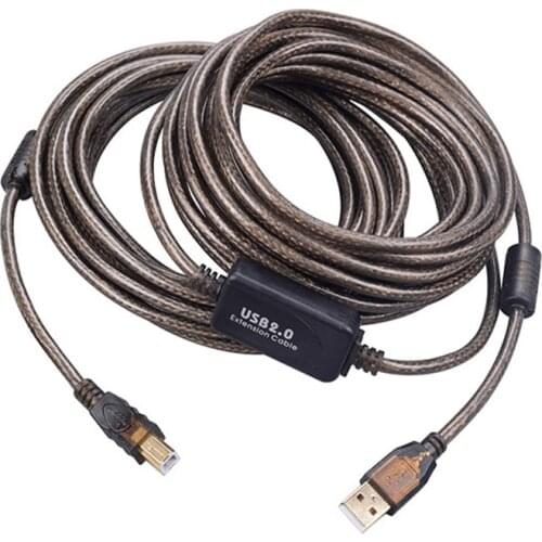 Active USB 2.0 printer cable 20M 65ft with Amplifier USB 2.0 A male to B male(copper coductor+foiling+AL braiding+amplifier)