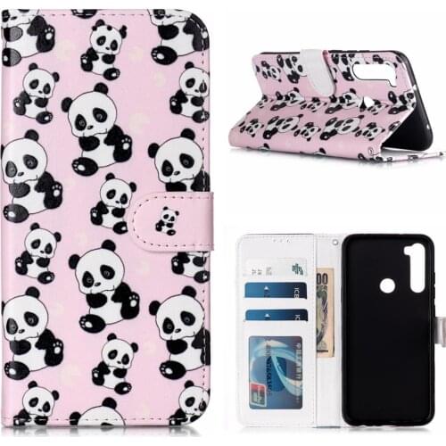 Cute Panda Cover Card Slot Case For Xiaomi Redmi Note 8 Capa Owl Wallet Leather Fundas