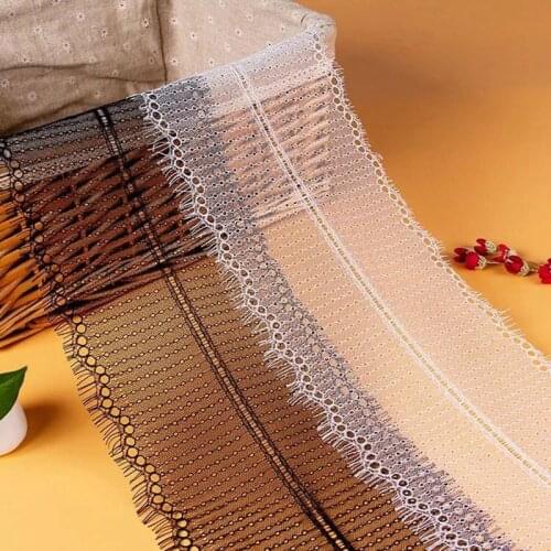 Latest Design French Style Chantilly Hollow Lace Trim Double Edge Eyelash Trim Lace Fabric For Craft, Table Cloth, Women Clothes