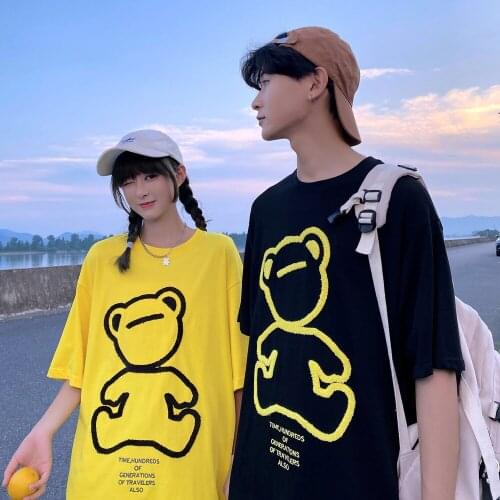 Summer students short sleeve T - shirt matching bear half - sleeve top couples clothes couples clothing